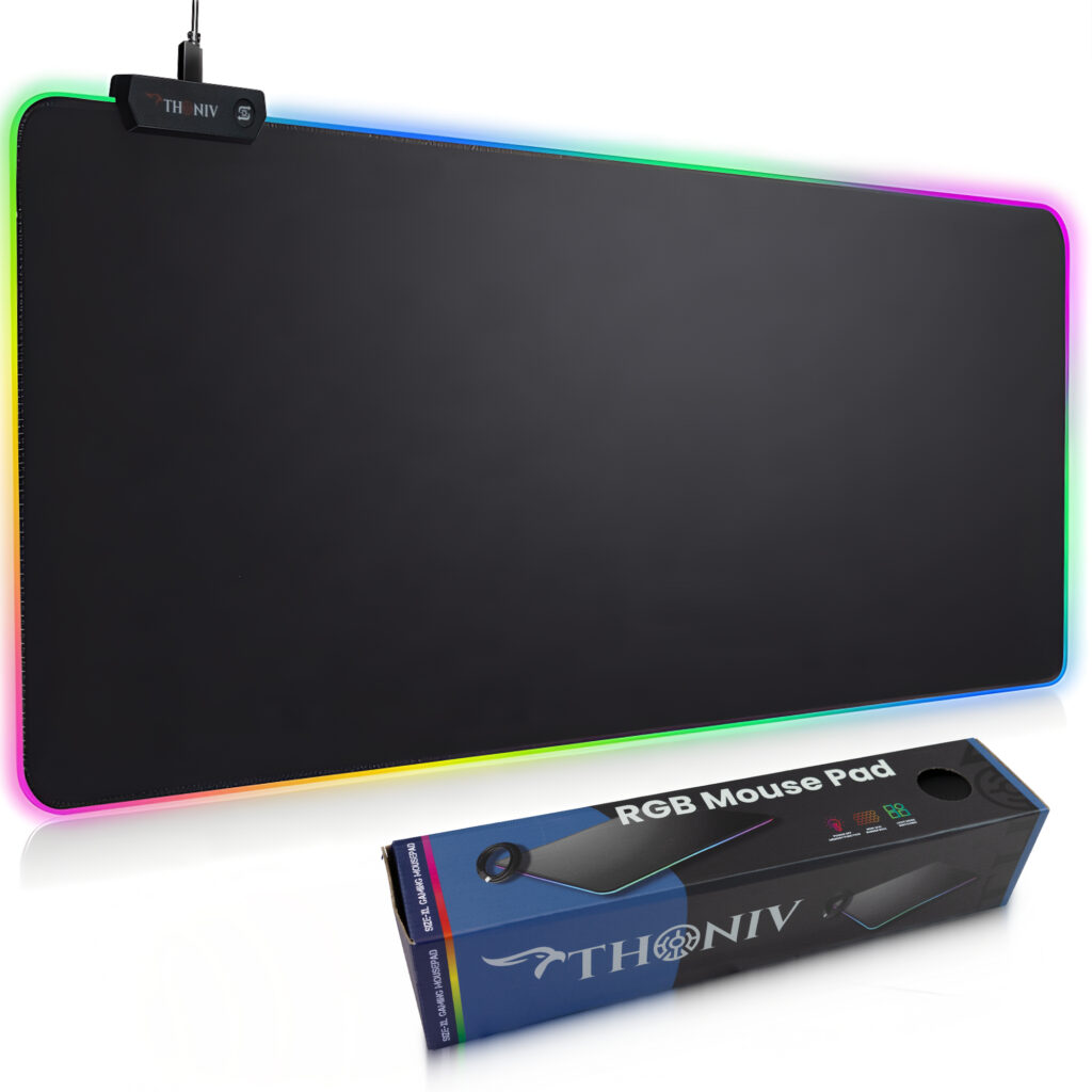 THONIV RGB gaming mouse pad glowing with its retail box