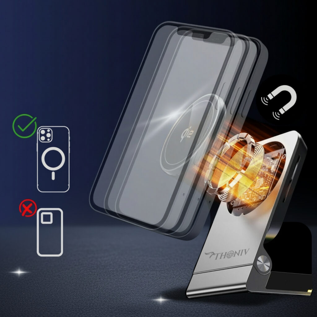 Works without a case or with a MagSafe-compatible case