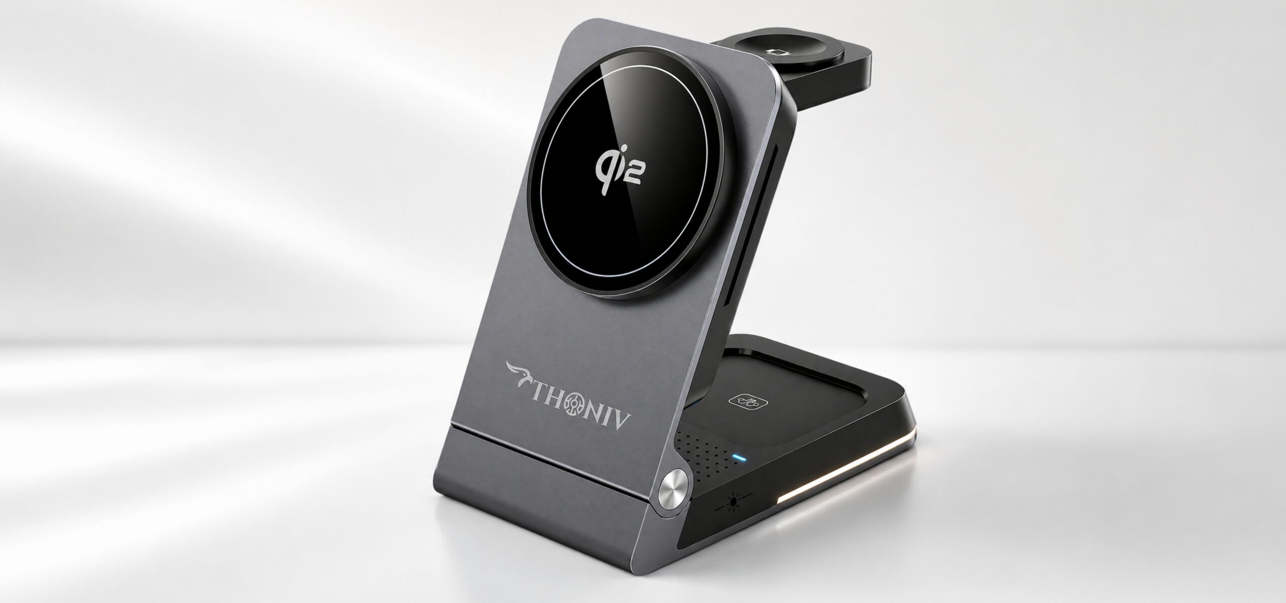 THONIV Qi2 3-in-1 foldable charger with iPhone, AirPods and Apple Watch