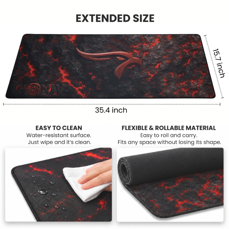 Extended size: 35.4 by 15.7 inches, easy to clean and rollable